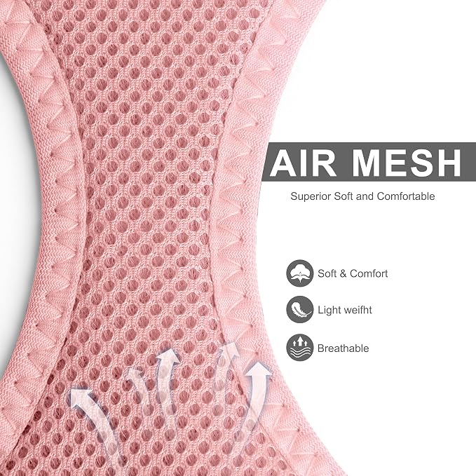 Fida Comfy Dog Harness with Leash, Soft Puppy Vest Escape Proof, Breathable Lightweight Soft Mesh, Adjustable Reflective Step-in Harness for Medium & Large Pet Walking (XL, Pink)