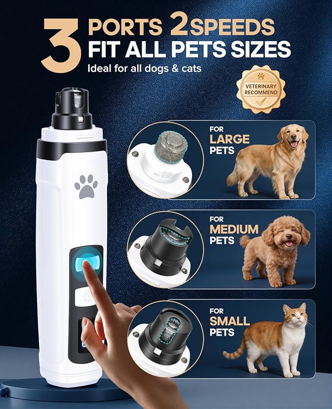 Dog Nail Grinder with 2 LED Lights, 2-Speed