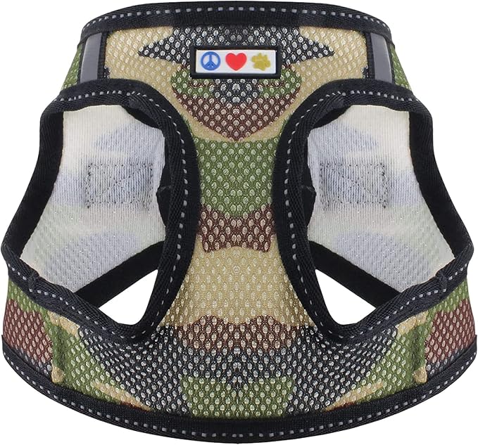 Pawtitas Dog Vest Harness Made with Breathable Air Mesh | All Weather Vest Harness for Large Dogs with Quick-Release Buckle - Green Camo Mesh Dog Harness for Training and Walking Your Pet.