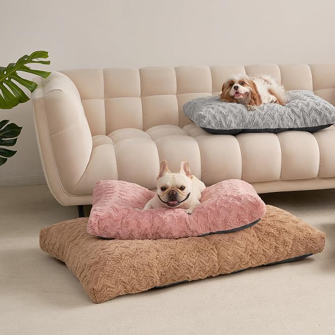 EHEYCIGA Washable Large Dog Bed for Crate, 36x27 Inch Pet Bed, Pink