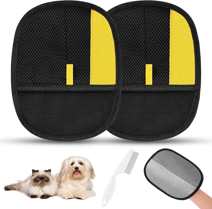 SAWMONG Pet Hair Removal Glove, 2-Pack, Black