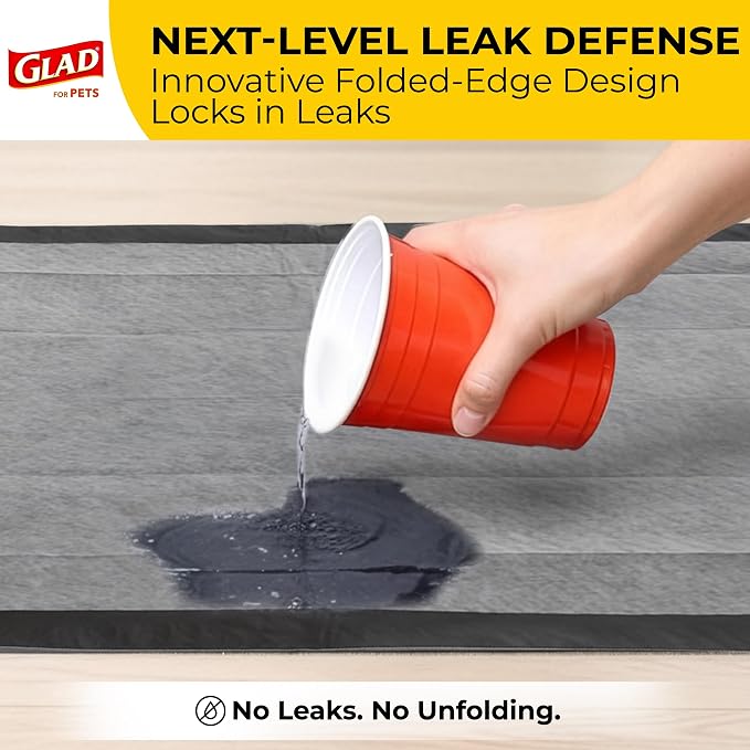 Glad for Pets Extra Large Charcoal Training Pads for Dogs and Puppies, Activated Carbon Odor Control, 6-Layer Absorbent Leak-Proof Pee Pads with Pheromone Attractant, 28 x 30 in, 30 Count