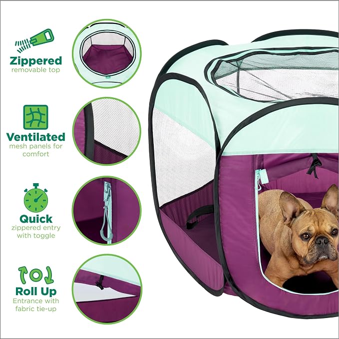 Furhaven Portable Pet Playpen for Dogs & Cats, Extra Large Indoor Kitten Playpen with Mesh Sides, Foldable Dog Playpen for Small Dogs, Pop Up Travel Dog Pen, X-Large, Pet Crate with Mesh Sides, Navy