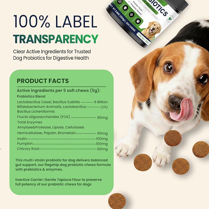 Probiotics for Dogs, Dog Probiotics Chews for Digestive Health &Gut Health