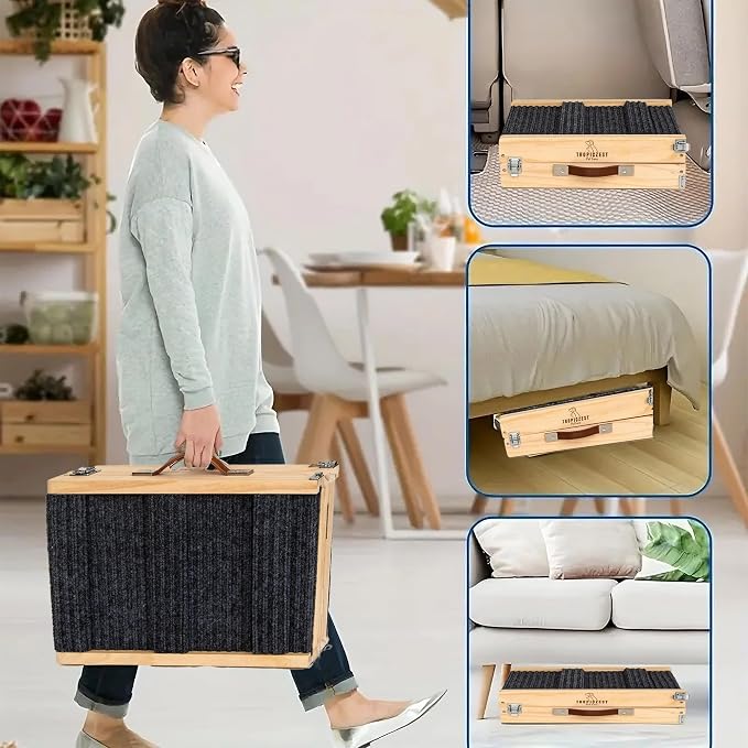 2026 Upgraded Adjustable Dog Ramp for Bed & Couch - Foldable Portable Pet Ramp for Car, Heavy-Duty (Supports Up to 60 lb) Pet Steps with Non-Slip Surface