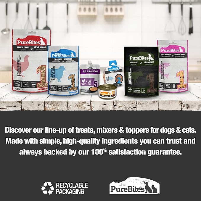 PureBites Beef Single Ingredient Air Dried Jerky Dog Treats, 7.5 oz | 100% Beef, Air-Dried, Made in Canada, High-Value Training Reward, 52 Calories/Tender, No Glycerin or Fillers