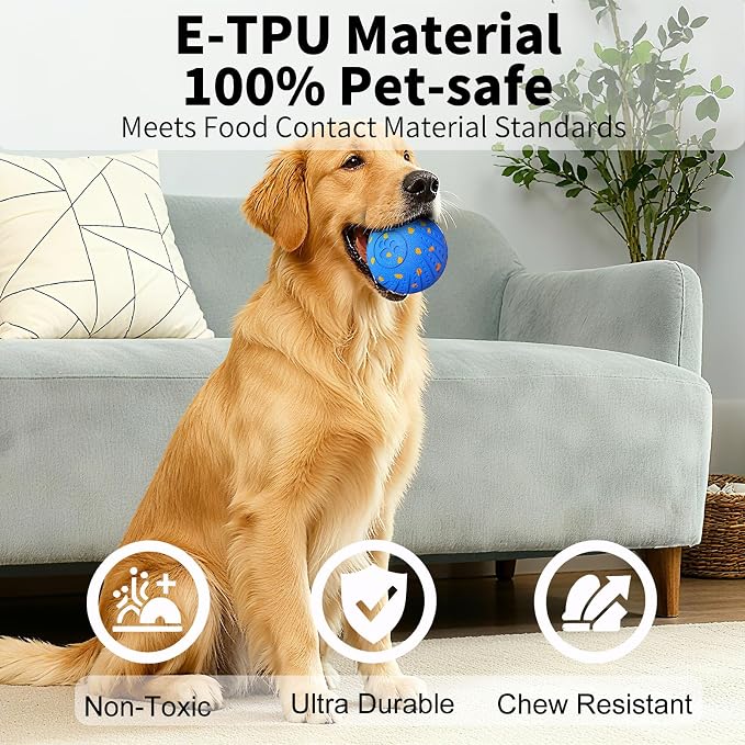 2-in-1 Interactive Dog Ball Toy for Aggressive Chewers, Automatic Moving & Bouncing E-TPU Dog Ball, 3 Modes Smart Pet Toy with Motion Sensor