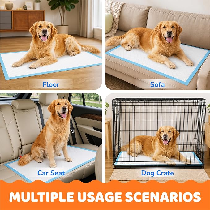 100 Pack Puppy Pads Extra Large 28"x34", Super Absorbent Pee Pads for Dogs, Leak-Proof & Quick-Dry, Disposable Wee Wee Pads for Dogs