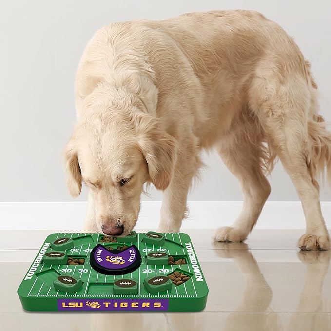 Pets First NCAA LSU Large Puzzle Toy, Interactive Treat Toy for Dogs, New Size, Slow Feeding Toy