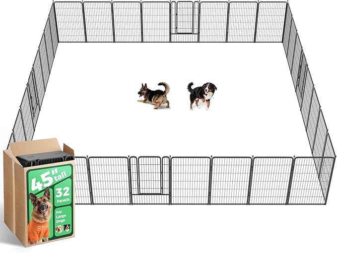 FXW Rollick Unleashed Dog Playpen, 45in, 32 Panels, Large, Black