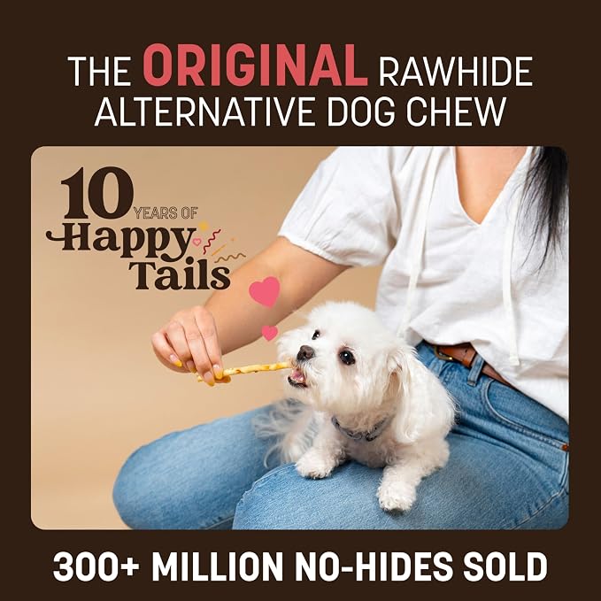 Earth Animal No-Hide Stix Strawberries & Cream Vegetarian Recipe Natural Rawhide Alternative Dog & Cat Chews, 20 Pack Value Pack