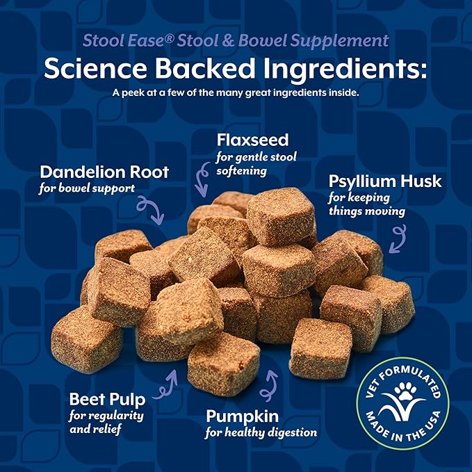 NaturVet – Stool Ease for Dogs – 40 Soft Chews – Helps Maintain Regular Bowel Movements – Enhanced with Sugar Beet Pulp, Flaxseed & Psyllium Husk – 40 Day Supply (Pack of 3)