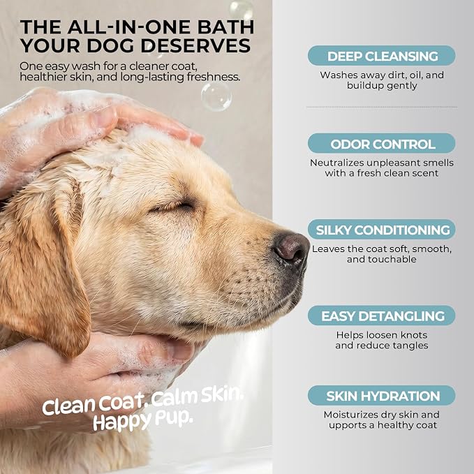 Probiotic Oatmeal Dog Shampoo & Conditioner with Aloe Coconut Oil | 17 oz each, Relieves Dog Allergies, Dry Skin & Itch Relief, Moisturizes, Clean, Balanced Skin Microbiome, Safe for Puppies