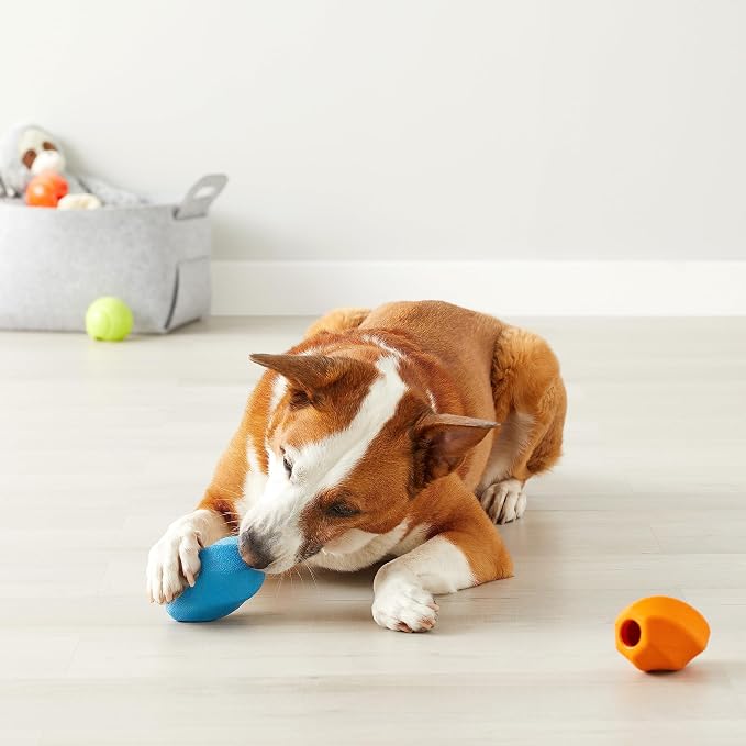 Amazon Basics Interactive Durable Natural Rubber Dog Treat Dispensing Enrichment Chew Toy for Medium Dogs, Multi Color, 2-Pack