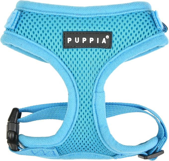 Puppia Soft Superior Dog Harness Air Mesh Over-The-Head All Season No Pull No Choke Walking Training Adjustable Neck & Chest for Small & Medium Dog - Sky Blue - M
