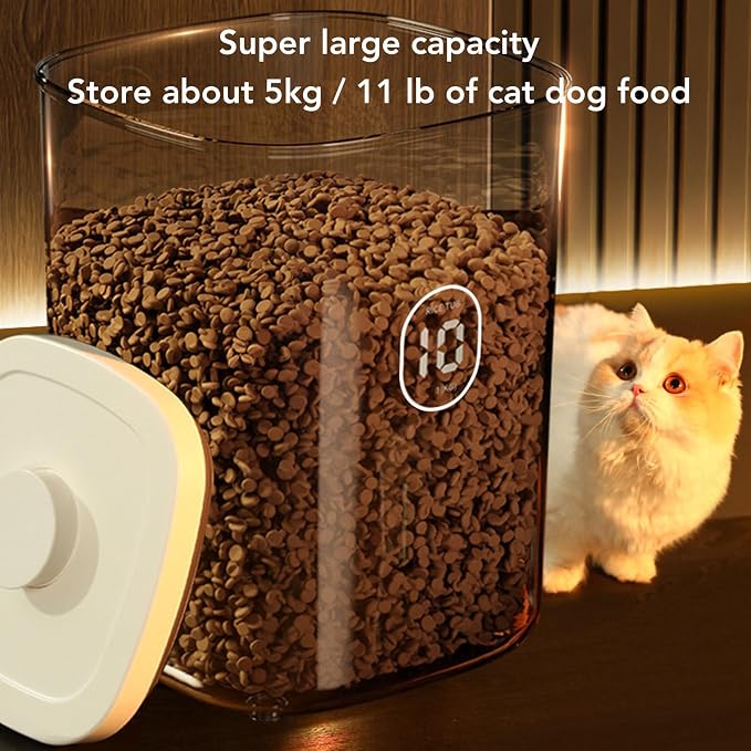 10L (2.64 Gal) Airtight Pet Food Storage Bin 9.37x12.8in Proof Lightproof Container for Dog Cat Kibble Treats