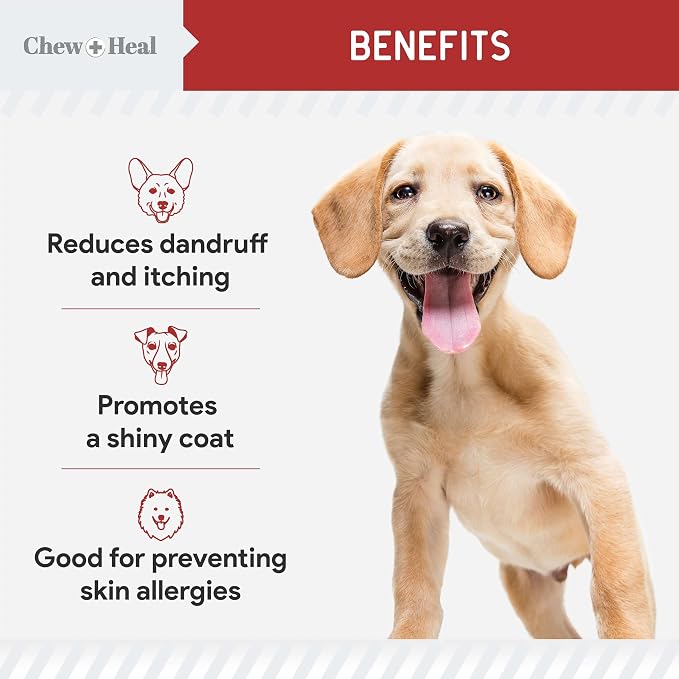 Omega 3 Fish Oil for Dogs, Bacon Flavor - 360 Soft Chews for Skin and Coat