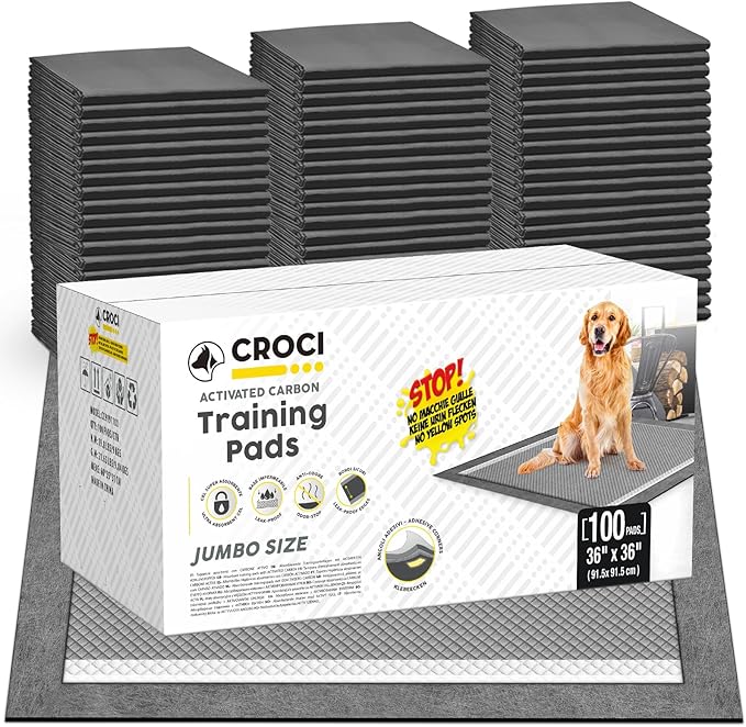 CROCI Charcoal Puppy Pads 23x24in 100 Counts, 36x36in 100 Counts