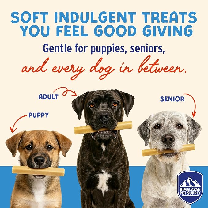 Himalayan Dog Chew Yogurt Sticks, Peanut Butter, Dog Treats with Prebiotics, Probiotics & Protein, Digestive Support, Lactose & Gluten Free, Natural Dog Treat for All Breeds, Made in America, 4pk