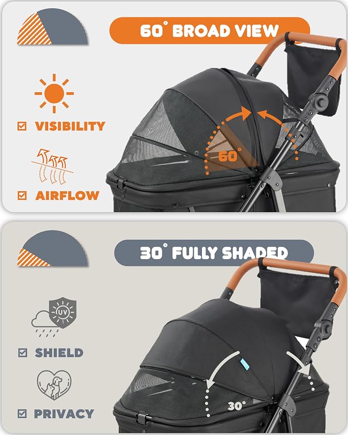 Zoosky Pet Stroller for Large Dogs - Up to 66lbs