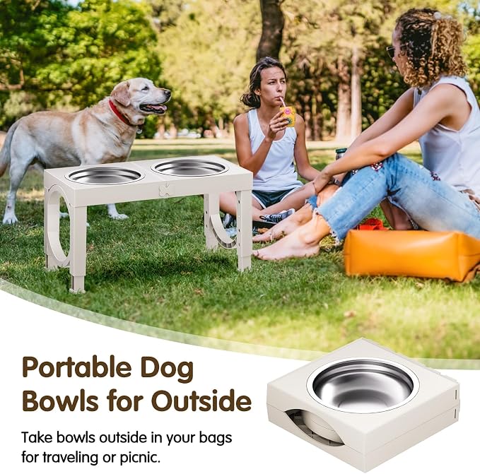 XIAZ Elevated Dog Bowls Large Breed Raised Dogs Bowl Stand Large/Medium Sized Dog Stainless Steel Food Water Bowl Stands 5 Heights Adjustable 9/11/12/14in Pet Feeder Dish Station