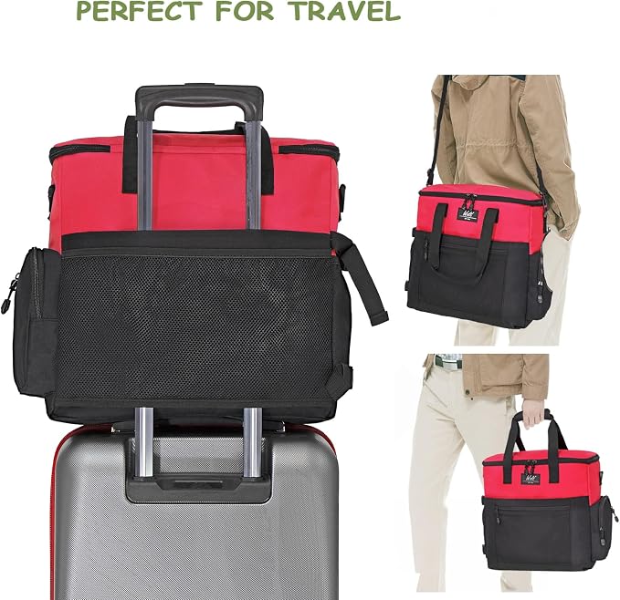 WOLT Dog Travel Bag with Bowls, Food Containers & Place Mat, Red
