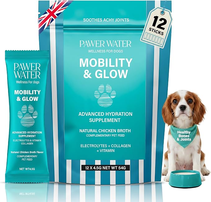 Advanced Joint & Hydration Supplement for Dogs – Vet-Approved - Soluble Powder with Collagen, Electrolytes, 7 Active Nutrients & Vitamins – Chicken Broth Flavor (Up to 8 Weeks Supply)