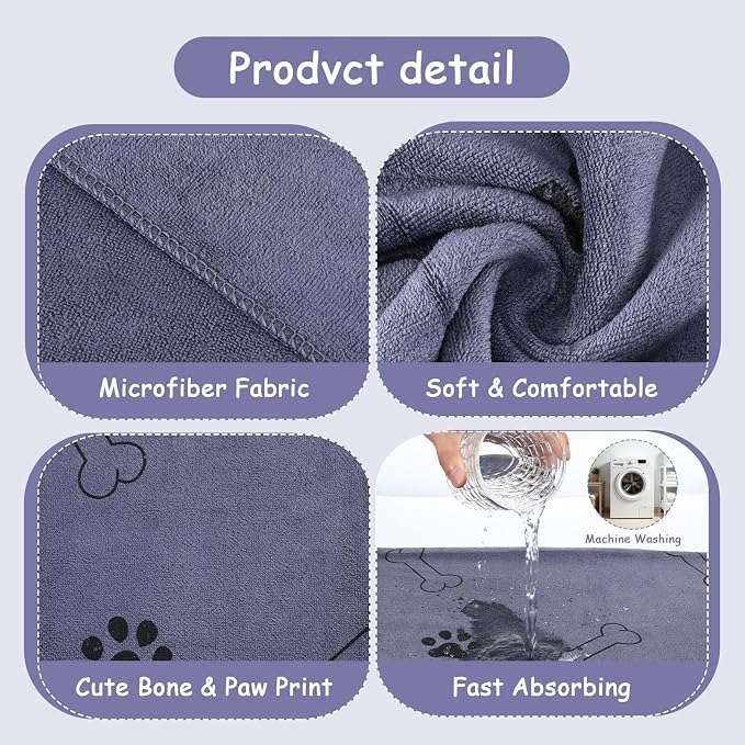 Kifmurase 5PCS Microfiber Dog Towels for Drying Dog, 39'' X 23.6'' Pet Towel, Super Absorbent and Soft Pet Grooming Dogs Paw Towel, Fast-Drying Towels Shower Bath Supplies for Large Medium Small Dogs