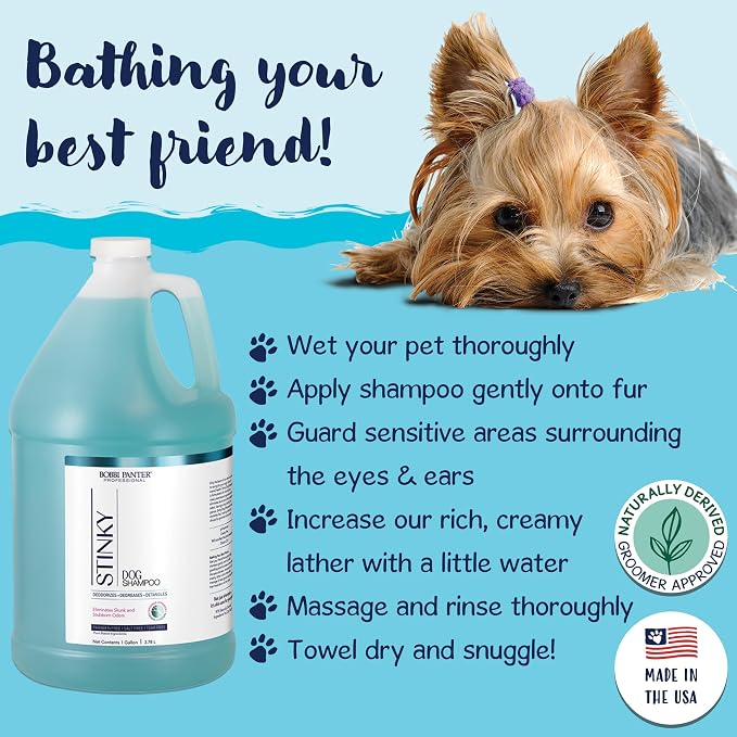 Bobbi Panter Moisture & Shine Dog Shampoo Argan Oil, Chamomile & Peppermint – Deep Nourishing Natural Formula for Soft, Shiny Coat, Tear-Free, 20:1 Concentrate, 1 Gallon (Case of 4)