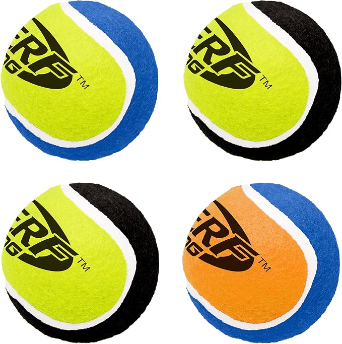 Nerf Dog 2.5in Squeak Tennis Ball 4-Pack, Multicolor