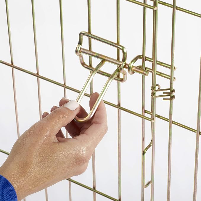 MidWest Homes for Pets Folding Metal Dog Exercise Pen, Indoor/Outdoor Playpen with Door, 16 Sq Feet of Play Space, 42-Inches Tall, Gold Zinc