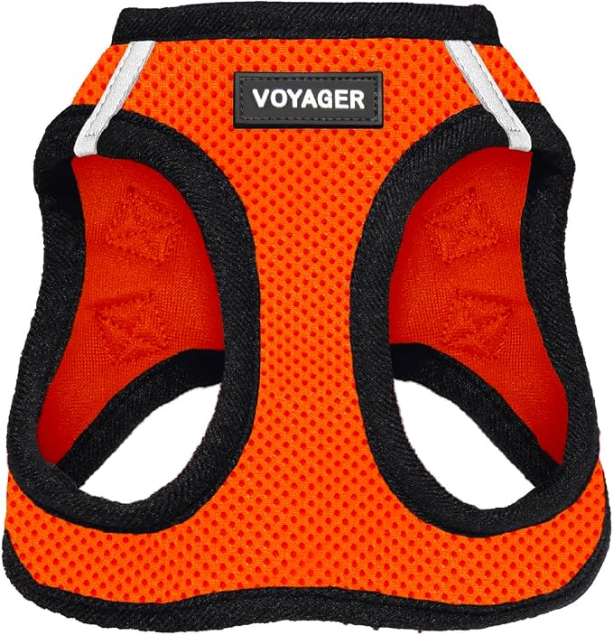 Voyager Step-in Air Dog Vest Harness - Orange/Black Trim, Small | 14.5-16" in Chest, Reflective Bands, All Weather Breathable Air Mesh, Cats Compatible, Lightweight, Fast Drying