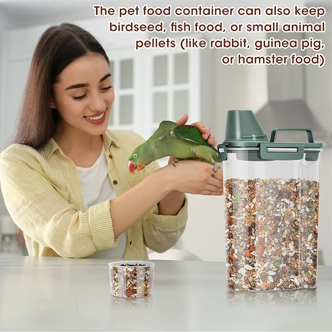 TBMax Small Dog Food Storage Container 3 Qt with Cat Food Can Cover and, Small, Green