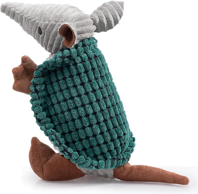Hollypet Armadillo Squeaky Dog Toys for Medium Large Dogs, 10" | plush stuffed large dog squeak animal toy with unique grunt squeaker textured fabric for teeth cleaning toys