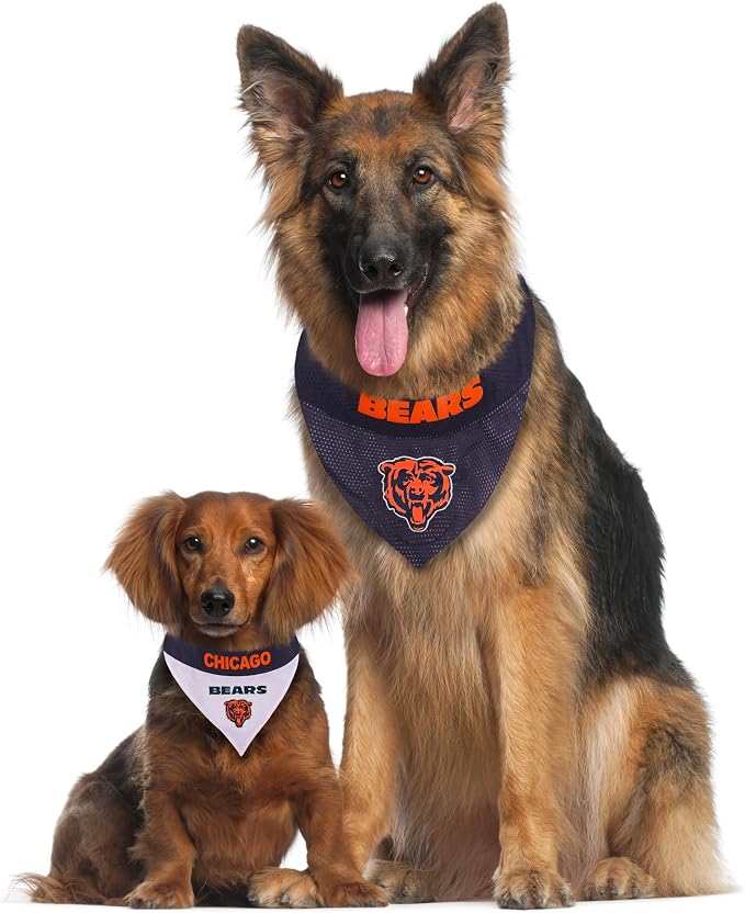 Pets First NFL Chicago Bears Reversible Bandana Size XX-Large for Dogs & Cats. 2 Sided Sports Bandana, Premium Embroidery Team Logo, Many NFL Teams Available