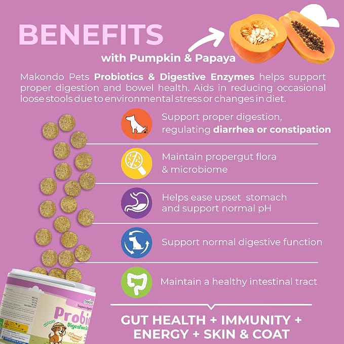 Dog Probiotics with Digestive Enzymes, Allergy Relief. 120 Soft Chews