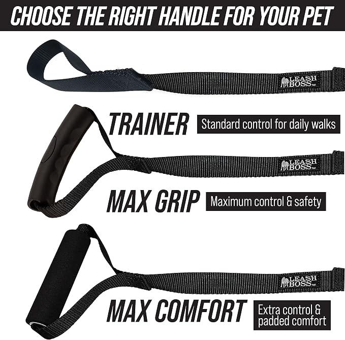 Leash Boss Free Range - Long Dog Leash for Large Dogs + Drawstring Backpack - 1 Inch Nylon Training Lead with Padded Handle (Black) (100 Ft)