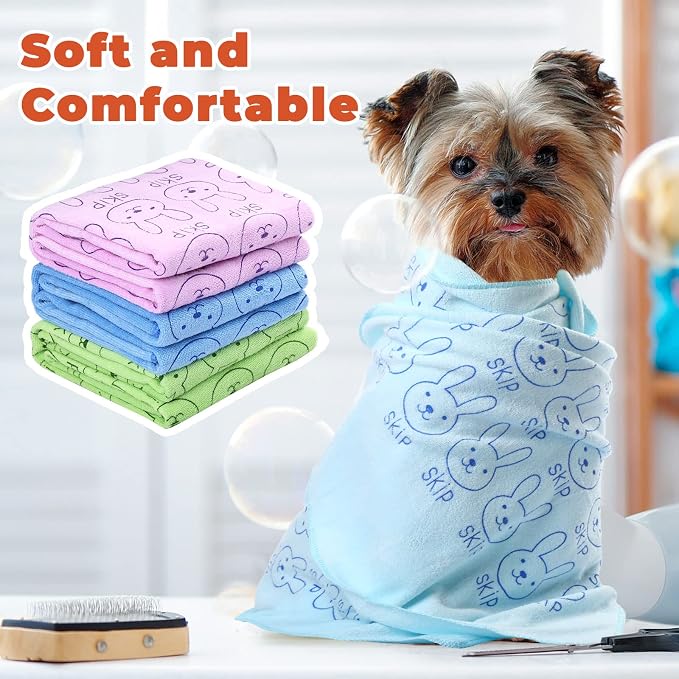 Irenare 12 Pcs Microfiber Dog Towels for Drying Dogs Cats, 20 x 40 Inch, Quick Drying Absorbent Pet Puppy Towels for Small Puppy Dog Cat Kitten Pet, Grooming Bathing Shower Travel Supplies(Multicolor)