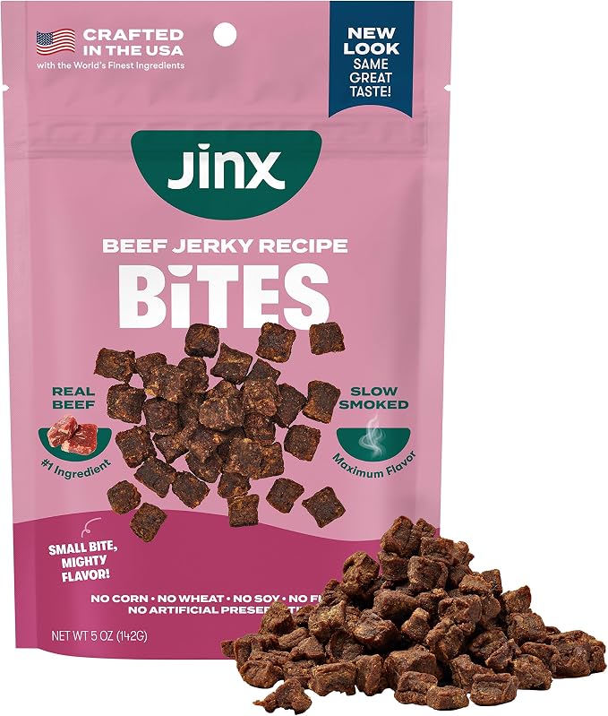Jinx Beef Bites Jerky Dog Treats – Soft & Chewy, All Natural Dog Jerky Treats with Grass-Fed Beef - Pet Products for All Dogs (Puppies, Adults & Seniors) - 5oz