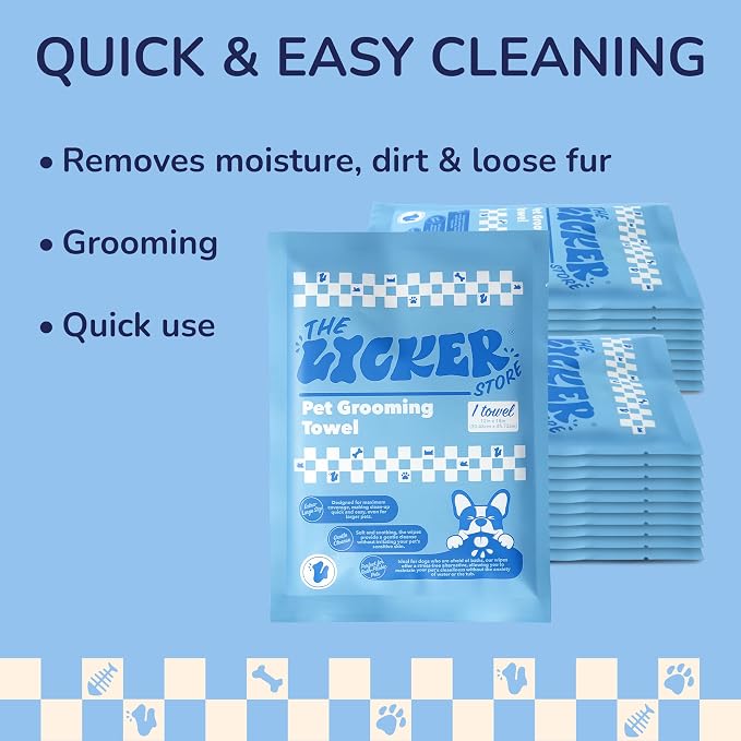 PWP1007A-20SET Dog Bath and Grooming Towels, Ultra-Absorbent & Soft Pet Wipes for Paws, Body and Butt, Hypoallergenic & Cruelty-Free, Alcohol-Free, 5.1" x 7.1", 20 Count