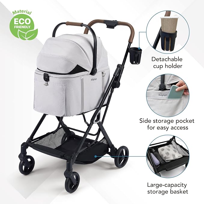 ibiyaya Tinker 3-in-1 Pet Stroller - Silver Gray
