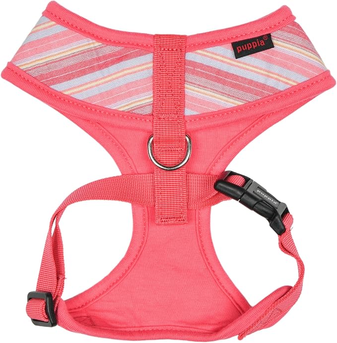 Puppia Theros Dog Harness A (Over-The-Head) Fashionable Striped Pattern Spring Summer Harness for Small and Medium Dogs, Pink, Small