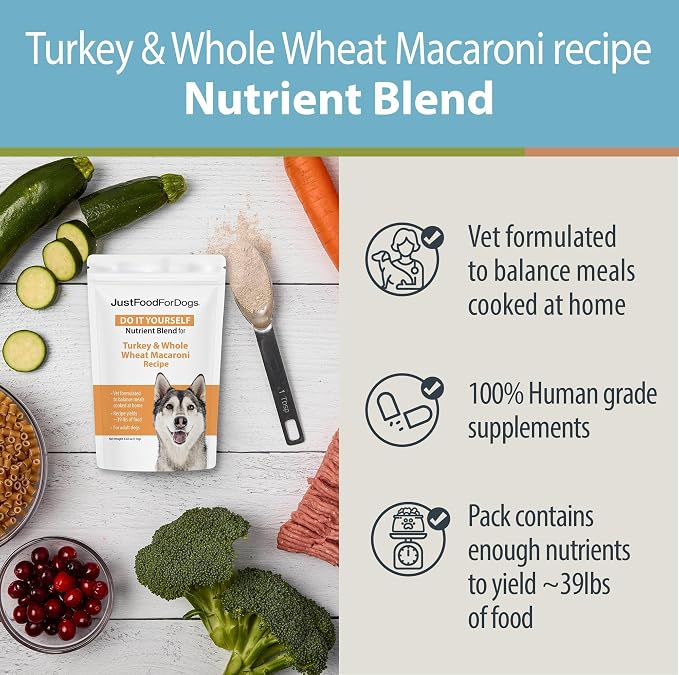 JustFoodForDogs Nutrient Blend Supplement - Turkey & Whole Wheat Macaroni, 4.55oz