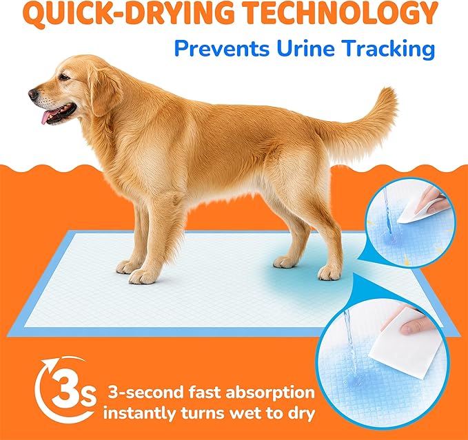 100 Pack Puppy Pads Extra Large 28"x34", Super Absorbent Pee Pads for Dogs, Leak-Proof & Quick-Dry, Disposable Wee Wee Pads for Dogs