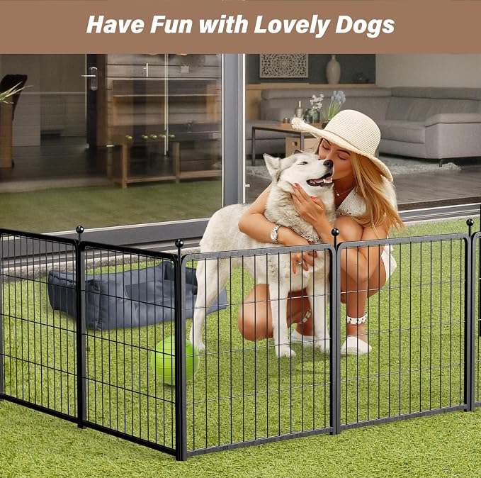 YSSOA Dog Playpen, 24in 8 Panels, Black