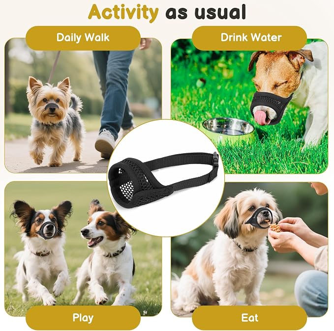 Soft Mesh Muzzle for Small Medium Dogs Anti-Biting | Focus on Short Snout Dogs, Opening Front, Allows to Drink, Grooming Vet Visits Use, Fits Jack Russell Terrier Dachshund | M