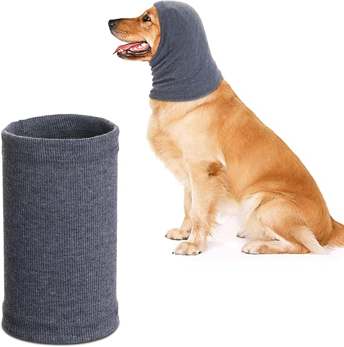 Quiet Ears for Dogs, Rbenxia 1 Piece Dog Ear Cover Hoodies Dog Ear Muffs Headband Noise Ear Protection Warm Winter Ear Scarf (Grey, Medium)