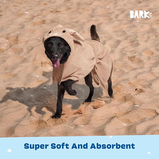 BARKBOX Dog Bathrobe - for Dogs - Large | Fast Drying, Microfiber Bath Towel - Hook & Loop Closure and Wrap Tie - Machine Washable - Bunny