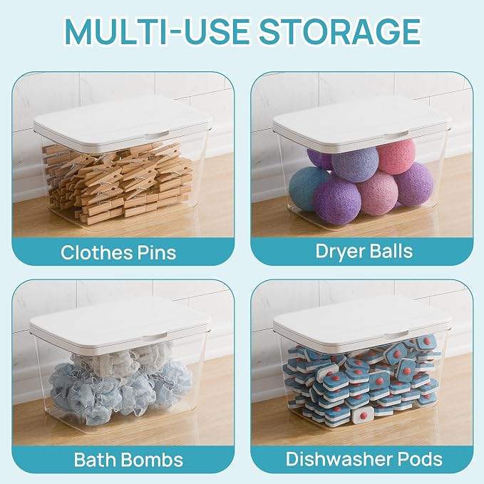 Vtopmart 4 Pack Laundry Pods & Detergent Container, Dryer Sheet Holder