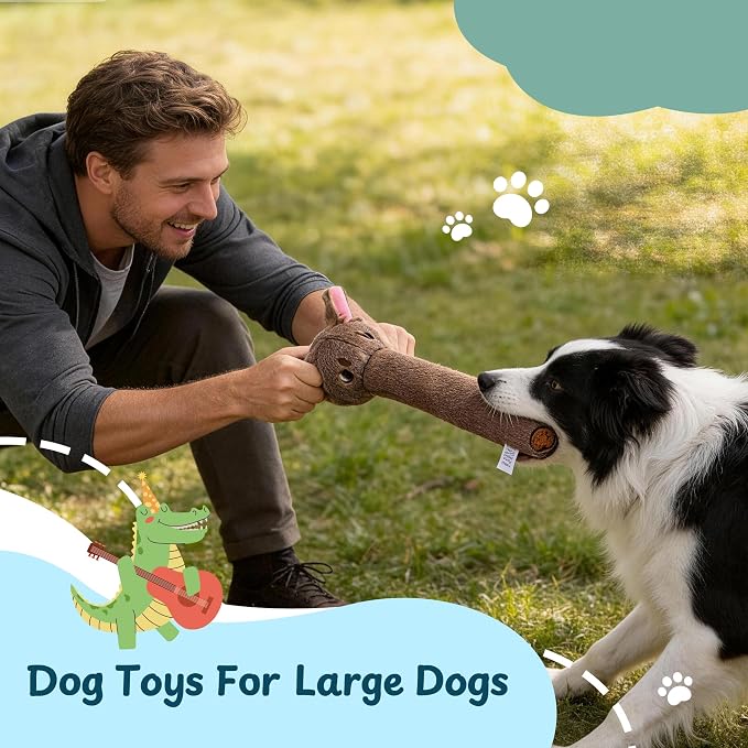 Nocciola Dog Squeak Toys 2pcs, Dog Toys to Keep Them Busy for Aggressive Chewers, Hide and Seek Crinkle Dog Toy for Large Dogs, Long Face Wild Animals Playground Series
